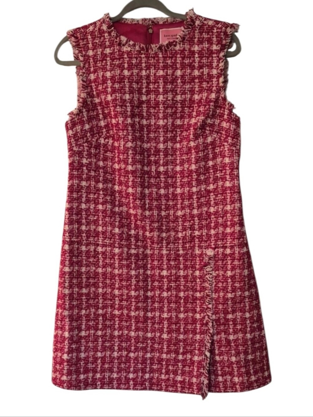 Kate Spade New York Pink Tweed Fringe Sheath Dress Size 8
